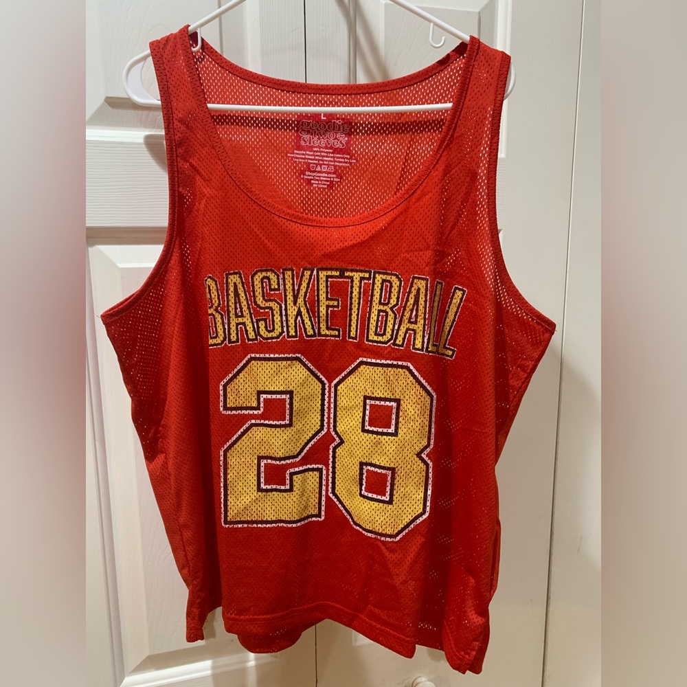 Goodie Two Sleeves Red Mesh Basketball T-Shirt Size Large Red